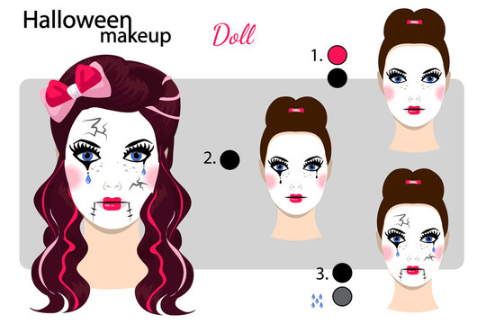 Drawing technique makeup Halloween face art skull Mexican style