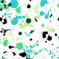 Vector Illustration. Watercolor splash pattern in bright green color. Bold abstract print for spring summer fashion and textile design. Brushstrokes and splatter