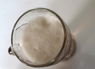 beer froth in a glass