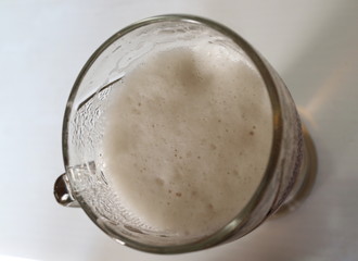 beer froth in a glass