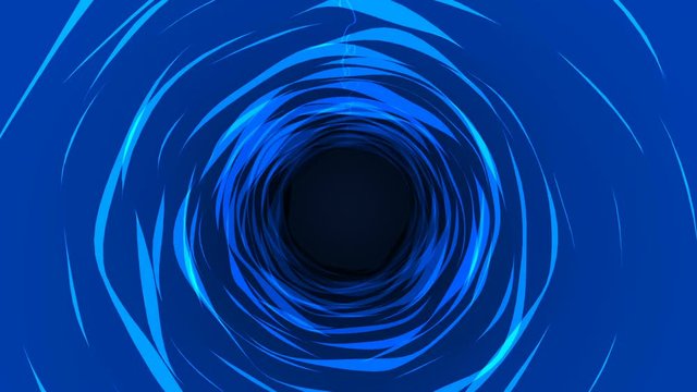 Abstract blue Space tunnel 2d animation, traveling in space looping motion.Water looping in dark background video.

