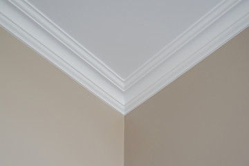 Ceiling moldings in the interior, detail of corner