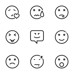 Set of black icons isolated on white background, on theme Smile