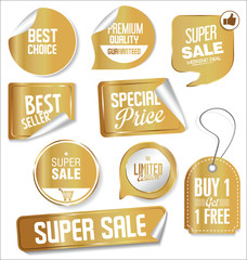 Promo sale labels collection gold and silver design 