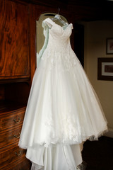 Fototapeta na wymiar Beautiful Wedding Dress Hanging