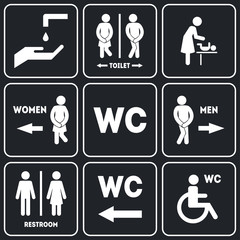 WC Sign for Restroom Set. Vector