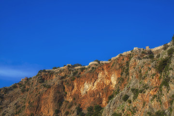 Cliffs with castle wall