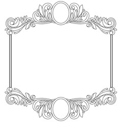 Vintage border frame engraving with retro ornament pattern in antique baroque style decorative design. Vector