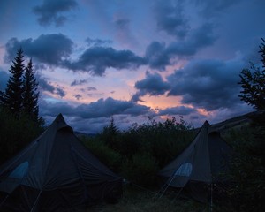 Camping sunset