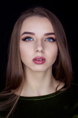 Beautiful model with large blue eyes