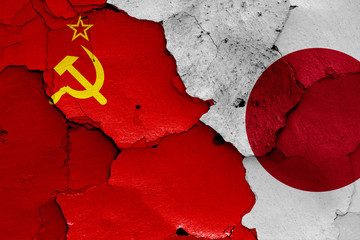flags of Soviet Union and Japan