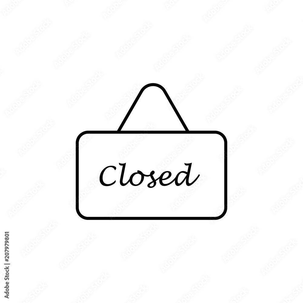 Poster door sign closed outline icon. element of kitchen tools icon for mobile concept and web apps. thin l