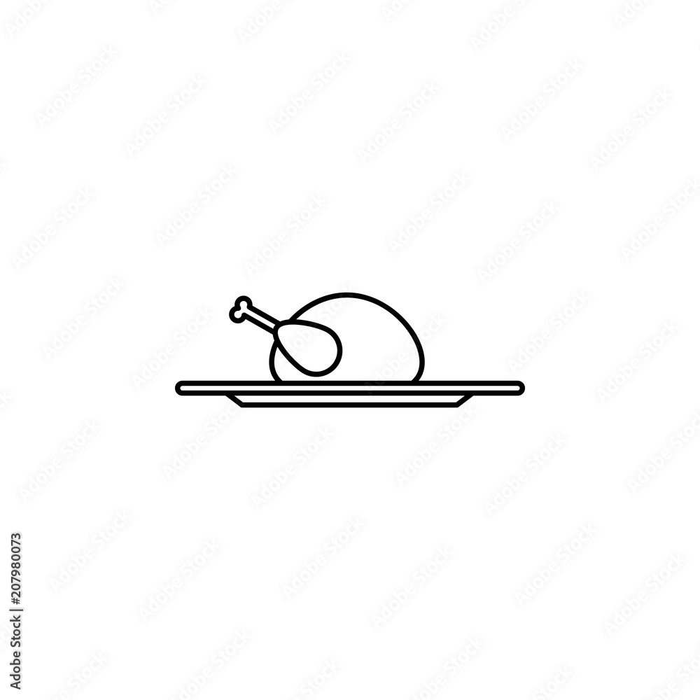 Poster fried chicken in a plate outline icon. element of kitchen tools icon for mobile concept and web apps