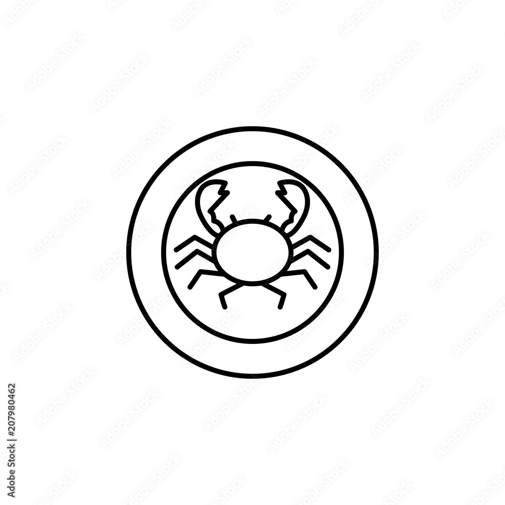 Poster crab in a plate outline icon. element of kitchen tools icon for mobile concept and web apps. thin li