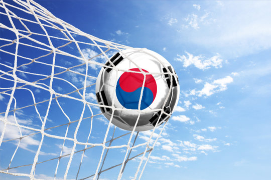 Fussball mit koreanischer Flagge