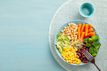 Vegetable vegetarian buddha bowl. Healthy food concept.