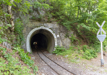 Train in railway tunnel in Lillafured
