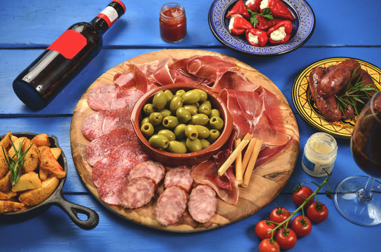 Tapas from Spain varied mix of most popular tapa mediterranean food