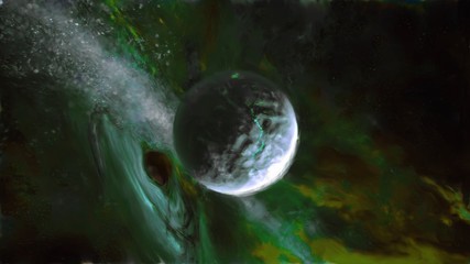 Obraz na płótnie Canvas Planet and a Black Hole