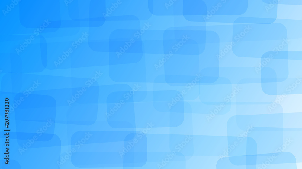 Wall mural abstract background of translucent rectangles with rounded corners in light blue colors