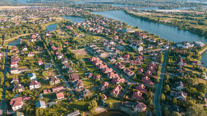 Stock aerial image of a residential neighborhood
