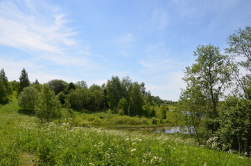 landscape Russia river forest