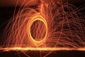 Creating spirals, loops and sparks of fire with steel wool photography.