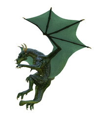 Obraz premium zielony smok na białym tle