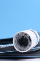 Garden water hose close up with copy space