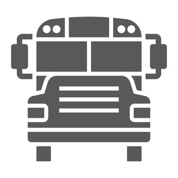 School bus glyph icon, school and education, transportation sign vector graphics, a solid pattern on a white background, eps 10.