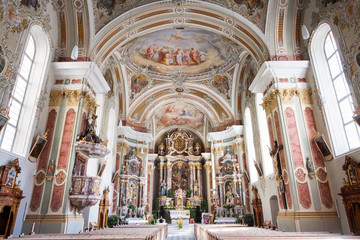 Fototapeta na wymiar Chiesa di San Pietro, Funes, Italy