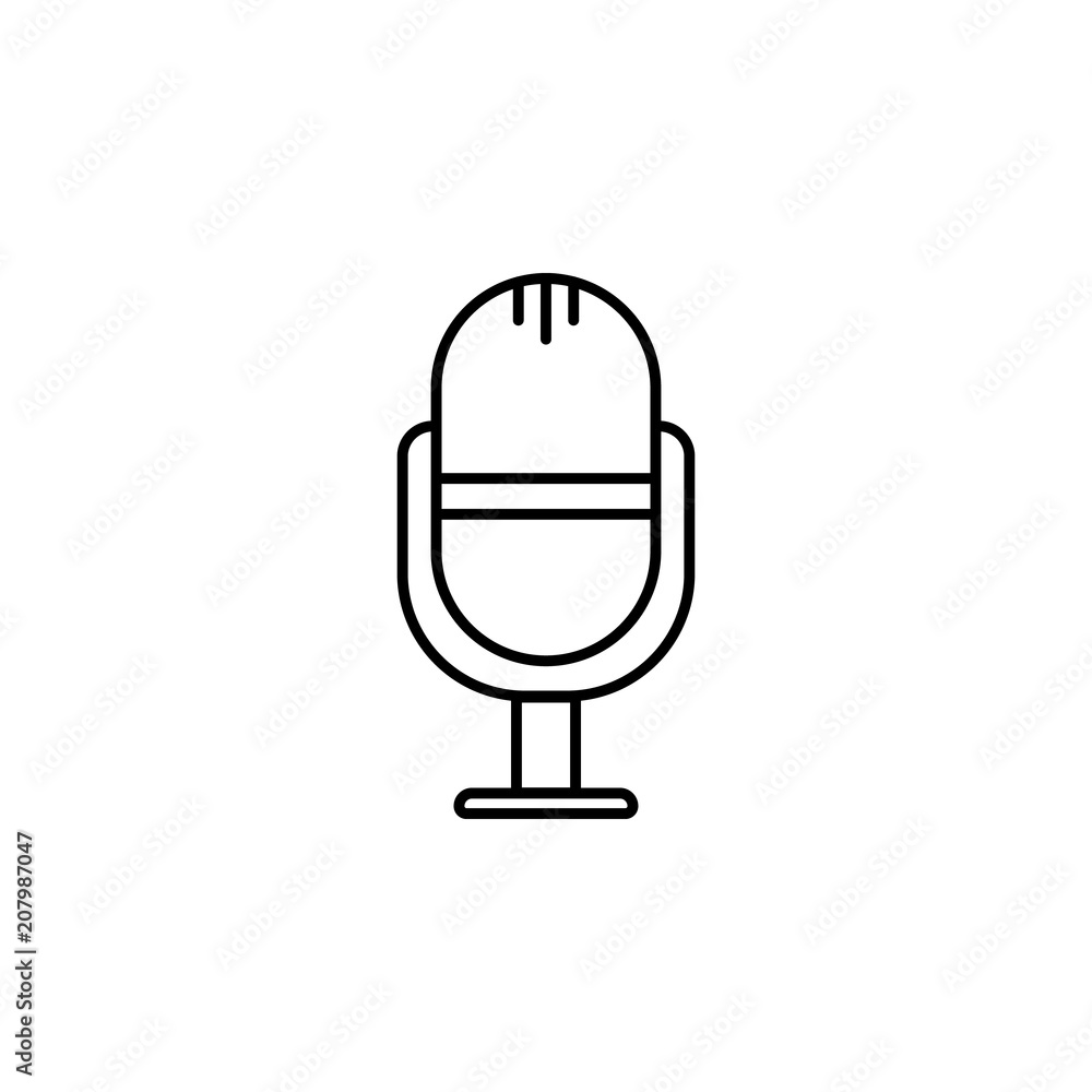 Poster microphone outline icon. element of equipment icon for mobile concept and web apps. thin line microp