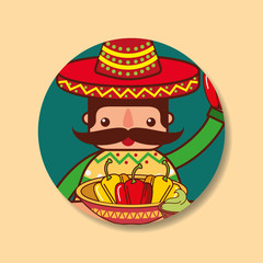 character man holding bell peppers mexican food vector illustration