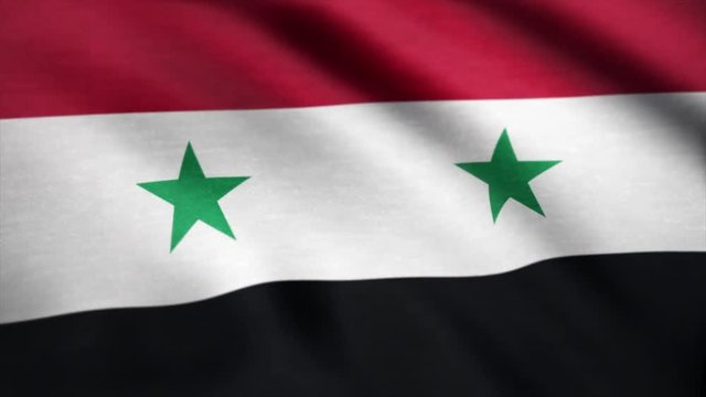 Flag of Syria. Syria flag waving at wind animation