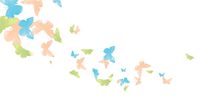 background with small colored watercolor butterflies