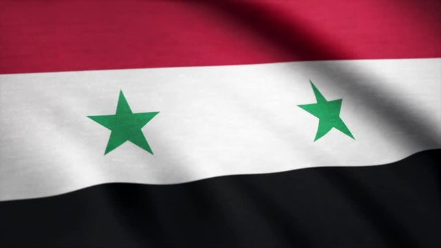 Flag of Syria. Syria flag waving at wind animation