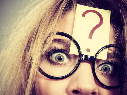 Tired crazy woman after intensive thinking