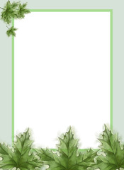 Green Maple Leaves decorated Template with White Text Copy Space. watercolor Frame with Green Leaves. Perfect for Prints, Posters, Invitations, Greeting Cards, Advertisement, Announcement etc.