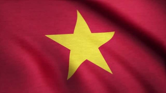Vietnam Country flag animation stock footage. Flag of Vietnam waving in wind