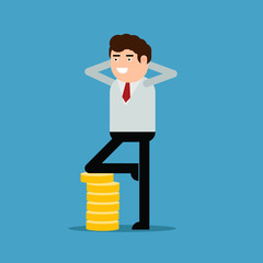 Businessman or manager with gold coins