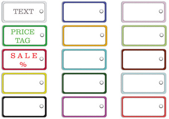 Collection rectangular labels on the page to print, isolated, vector.