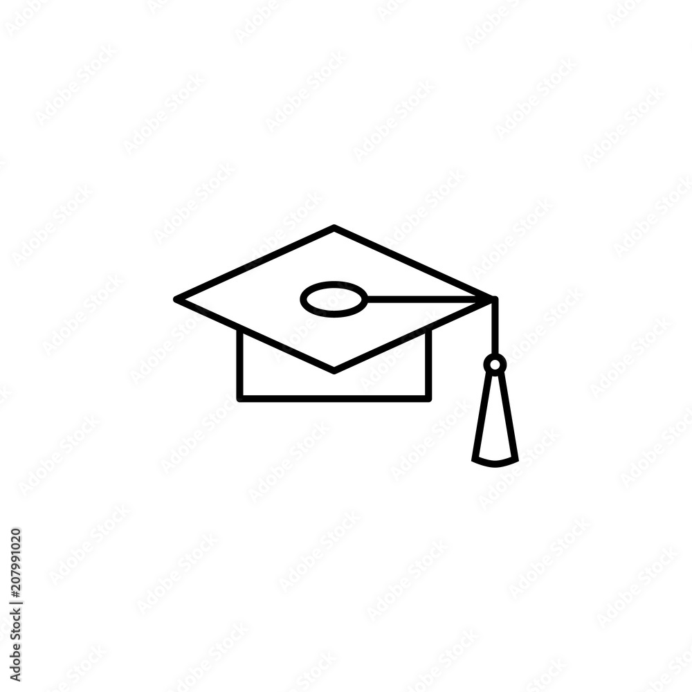 Poster graduate's cap outline icon. element of simple education icon for mobile concept and web apps. thin 