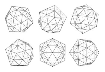 Geometric forms of diamonds. Realistic deamendas isolated on white background. Polygons of vectors.Space Technologies