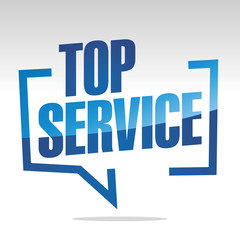 Top service in brackets white blue isolated sticker icon