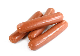  pile of sausages isolated on white background