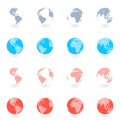 Globe icons showing all continents