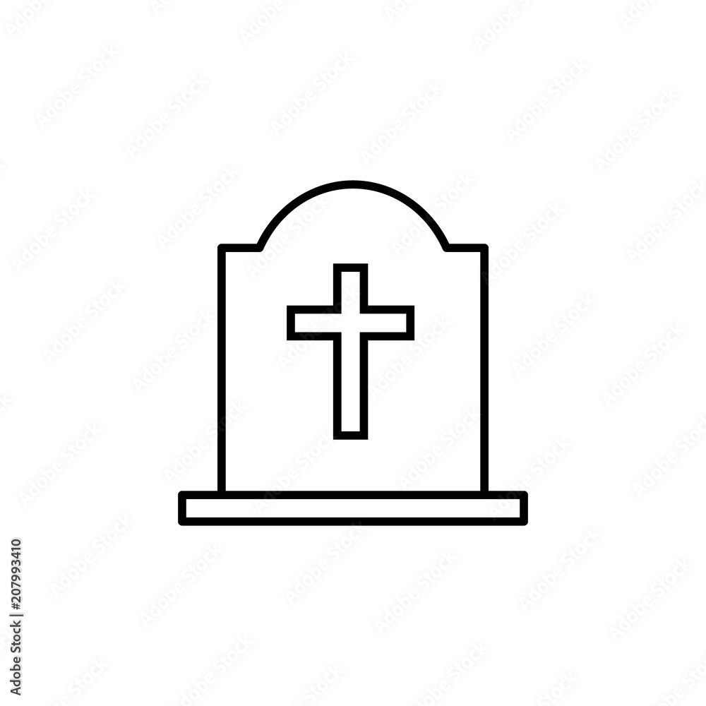 Poster grave with a cross outline icon. element of religion sign for mobile concept and web apps. thin line