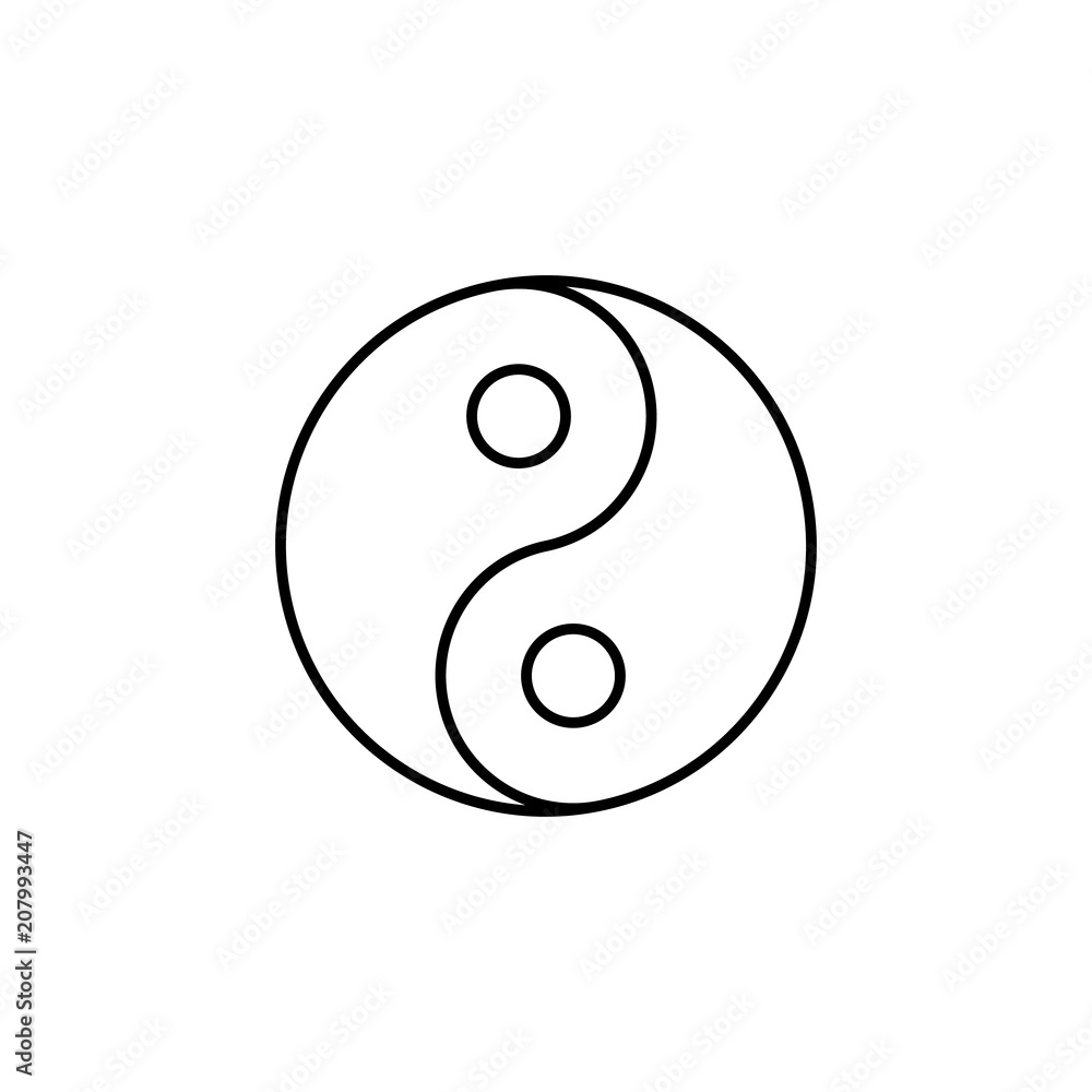 Poster yin yang outline icon. element of religion sign for mobile concept and web apps. thin line yin yang 