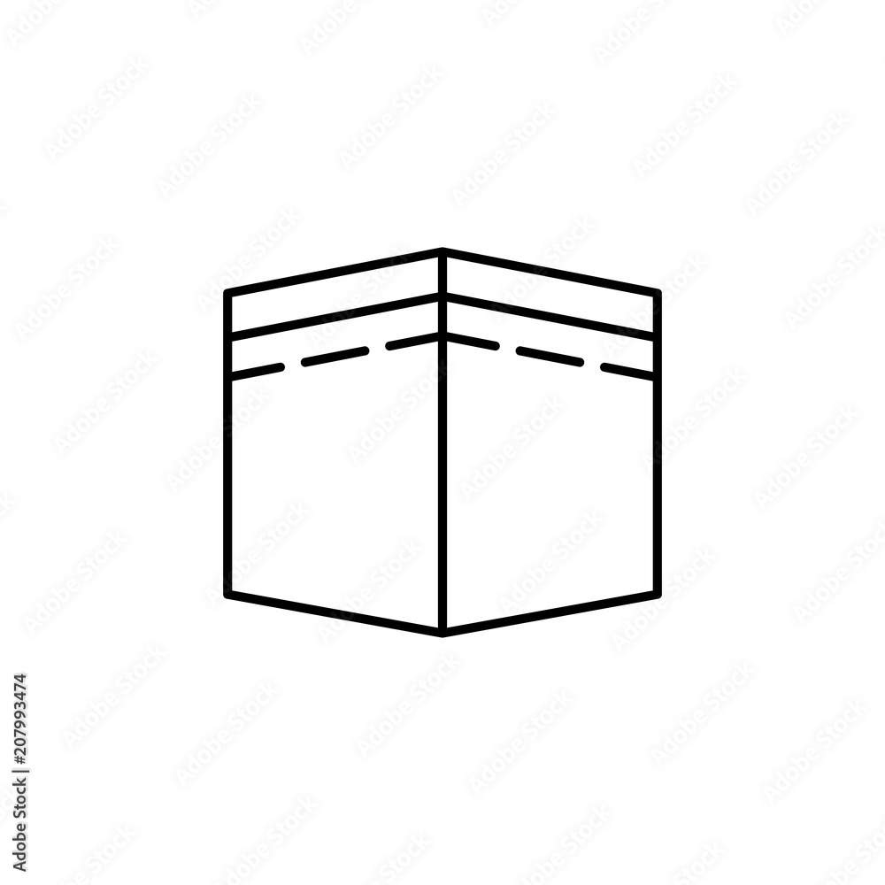 Poster kaaba outline icon. element of religion sign for mobile concept and web apps. thin line kaaba outlin