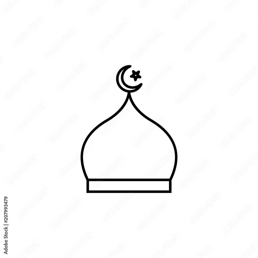 Poster mosque dome outline icon. element of religion sign for mobile concept and web apps. thin line mosque